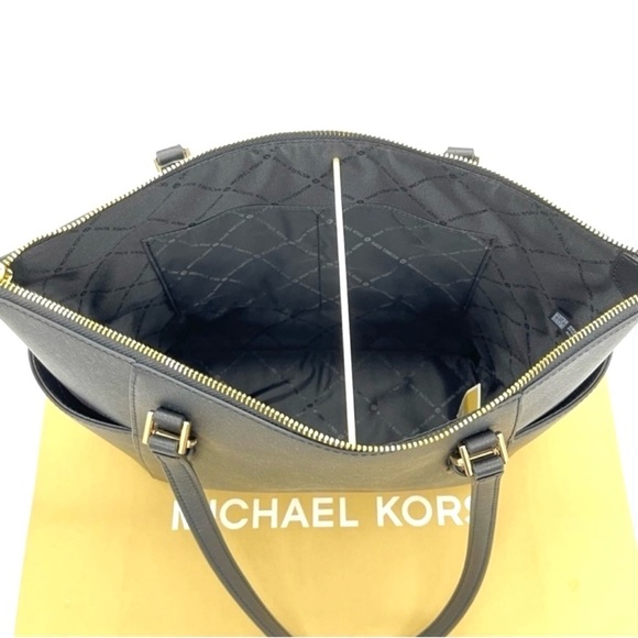 Michael Kors Charlotte Tote & Double Zip Wallet Black/Gold - Picture 9 of 10
